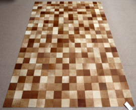 Bruin-Beige Koeienhuid Patchwork Tapijt, 160 x 230 cm