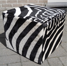 Zebra printed Cowhide Ottoman