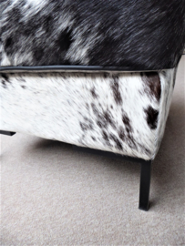 Black-White Pepper-and-Salt Cowhide Ottoman