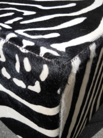 Zebra printed Cowhide Ottoman