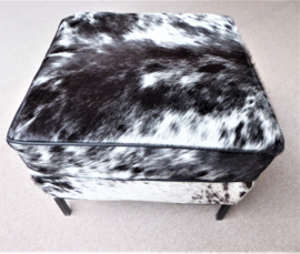 Black-White Pepper-and-Salt Cowhide Ottoman