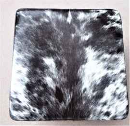 Black-White Pepper-and-Salt Cowhide Ottoman