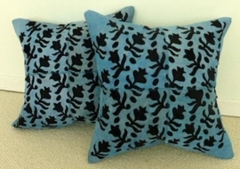 Laser Cut Turquoise Cowhide Cushion (1)