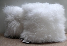 Bleeched White Mongolian Sheepskin Cushion