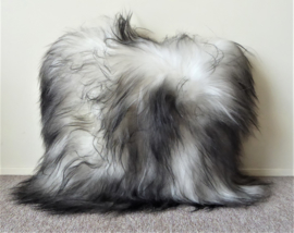 White with Black Tips Icelandic Sheepskin Cushion