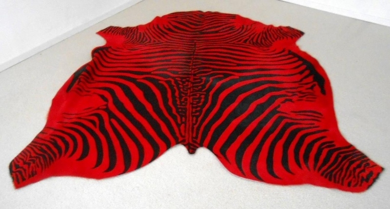 Red Zebra Printed Cowhide | Printed Cowhides | Rugs and Hides