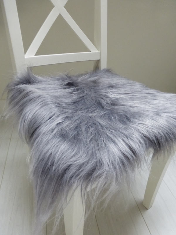 Chair Pad Icelandic Sheepskin, Silver grey, Long wool, Cushions