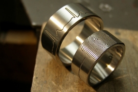 Titanium ECG / Vingerafdruk ring