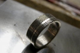 Titanium ring met band en 180c vingerafdruk ring