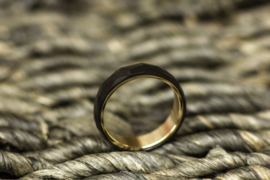 Zwarte zirkonium ring met gouden binnenzijde