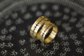 Gouden soundwave ringen / Geluidsgolf ringen