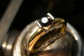Kool Design ring 14K met zwarte diamant