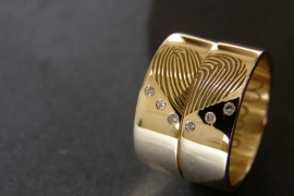 Gouden vingerafdruk ringen hart 14K