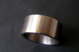 Hartslag ring / ECG Ring / Met 24k Geelgouden band