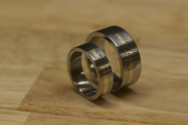 Titanium ringen met vingerafdruk en 14k Gouden band
