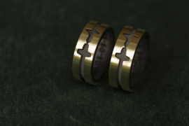Carbon profiel ringen met gouden buitenzijde