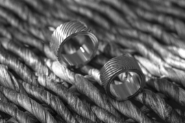 Zirkonium vingerafdruk ringen + Witgouden binnenzijde