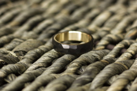 Zwarte zirkonium ring met gouden binnenzijde