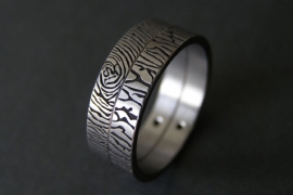 Titanium vingerafdruk ring duo