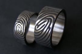 Titanium vingerafdruk ring met 360C vingerafrdruk