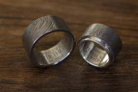 Vingerafdruk ringen Titanium met 180c vingerafdruk