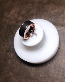 KRATOS - Black Diamond Ring - 18K Rose goud - 8 mm breed