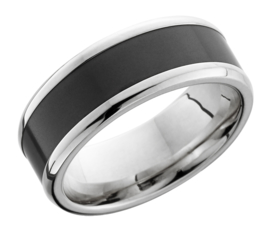 KRATOS - Black Diamond Ring - 18K Witgoud - 8 mm breed