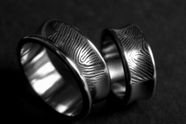 Titanium vingerafdruk ring Hollend