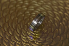 Titanium ring met zilveren band small / Titanium ring met diamant 2.4 mm