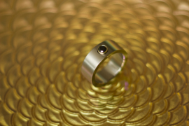 Titanium ring met zwarte diamant