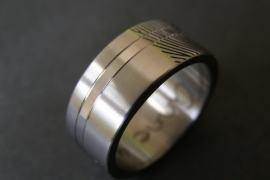 Titanium vingerafdruk ring met band