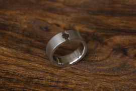 Titanium ring met zwarte diamant - open zetting - Recht model