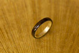 Houten ring met 14K Geel gouden binnenzijde