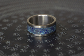 Titanium ring met Lapis lazuli, Turkoois en meteoriet