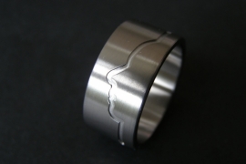 Titanium profiel ring met Vingerafdruk