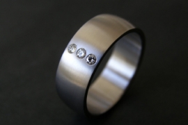Titanium ring met 3 diamanten