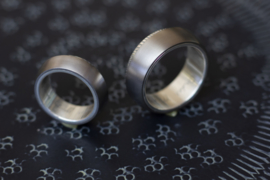 Titanium vingerafdruk ringen met zilveren binnenzijde