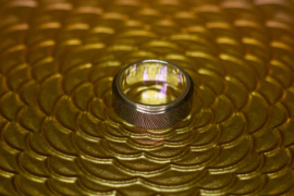 Vingerafdruk ring Titanium met zilveren binnenzijde