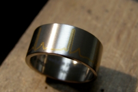 Titanium ring met ECG gevuld met 24K geelgoud