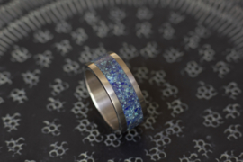 Titanium ring met Lapis lazuli, Turkoois en meteoriet