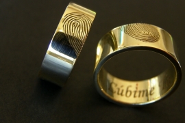 Gouden vingerafdruk ringen hart 14K