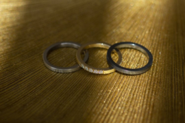 Gouden Railsetting ring met CVD diamant & aanschuifringe