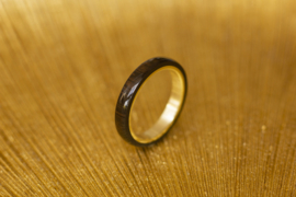 Houten ring met 14K Geel gouden binnenzijde