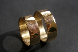 14K Geelgouden vingerafdruk ringen