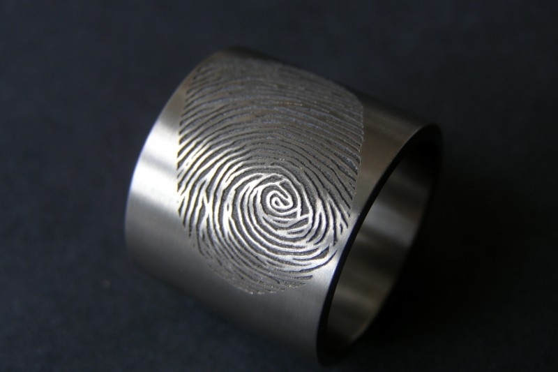 Titanium vingerafdruk ring (extra brede ring)