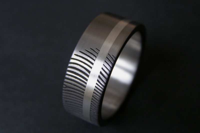 Titanium ring met zilveren band en 180c vingerafdruk