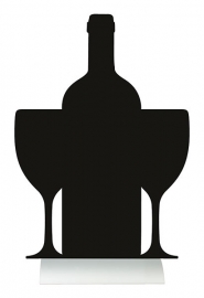 6x tafel-krijtbordje op aluminium voet Wijn (FBTA-WINE)