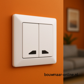 Dubbel    schakelaar ( Kruis) Licht op knop / inbouw