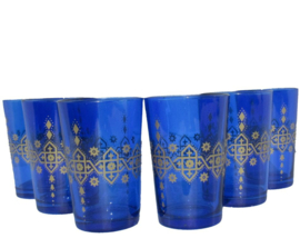 Marokkaans theeglas | blauw/goud