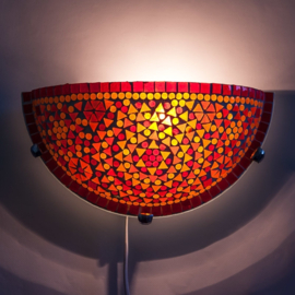 Wandlamp - Glasmozaiek | Halve maan - rood